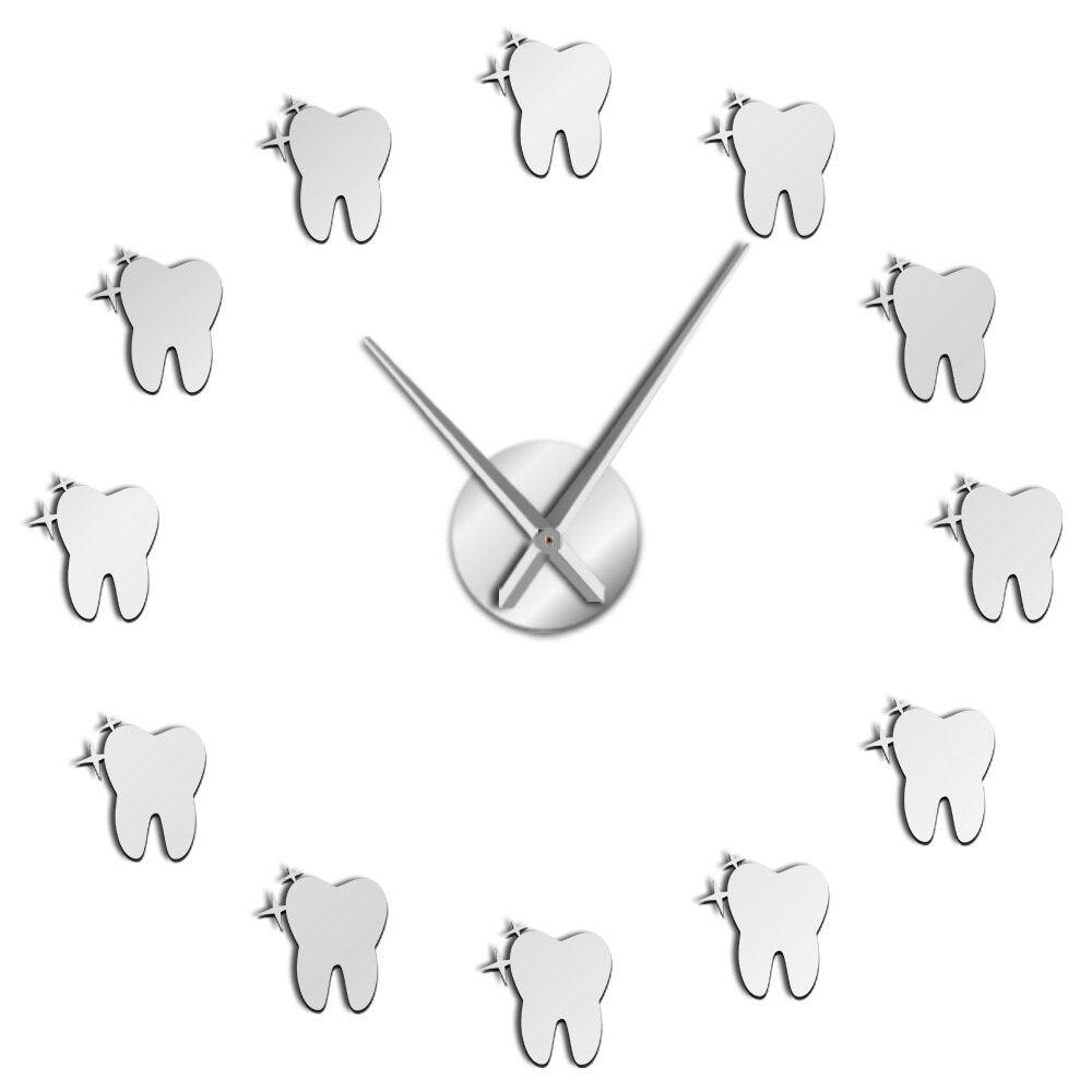 3D Tooth Dental Office Wall Clock for Dentist Clinic Office Healthy White Tooth Cross Section Anatomy Art Clock Wall Watch - Thumbedtreats