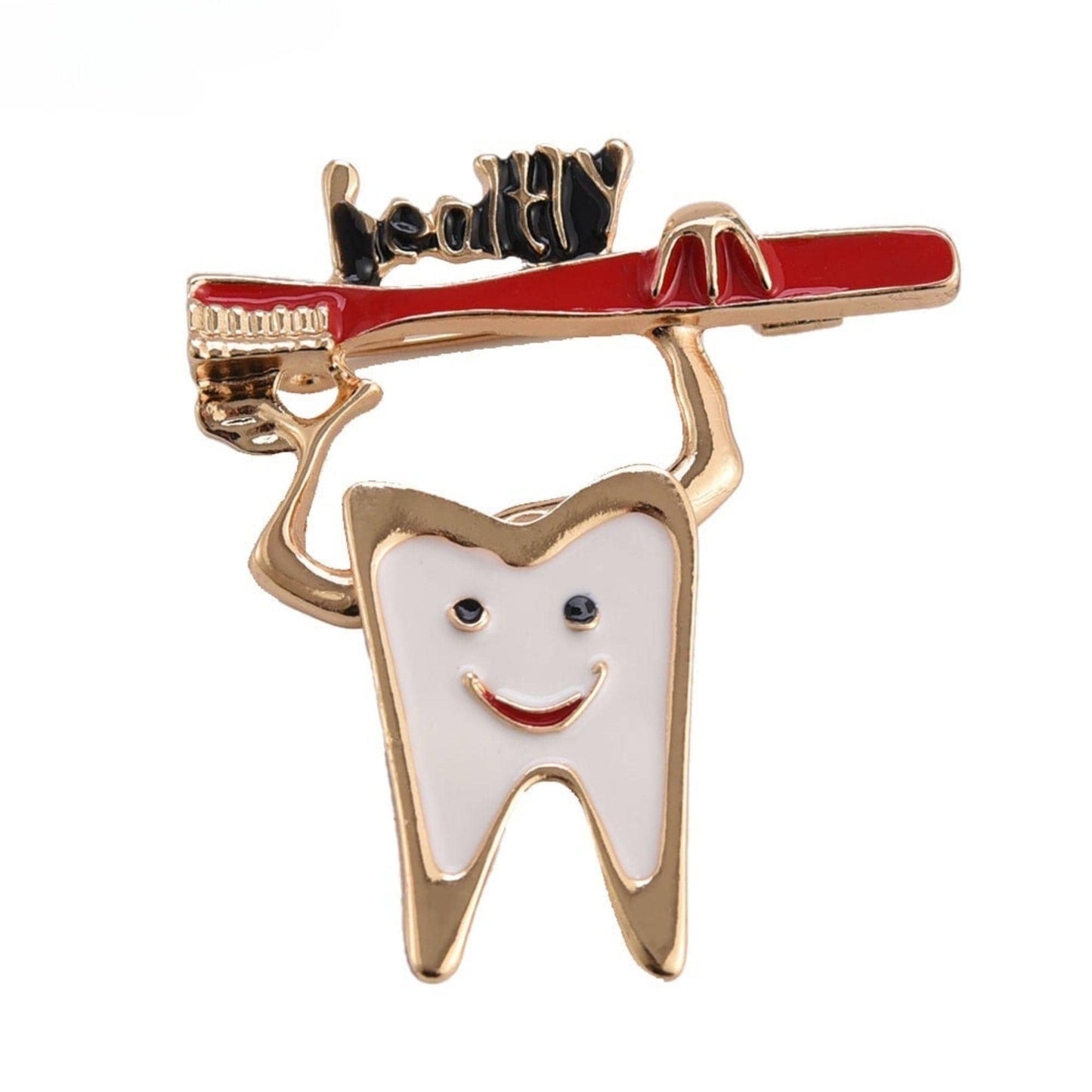 Dental enamel pins Medical Cute Tooth Shape Brooch Zinc Alloy Gold Color Pin Dentist Nurse Enamel Pins Backpack Badge Women Gift