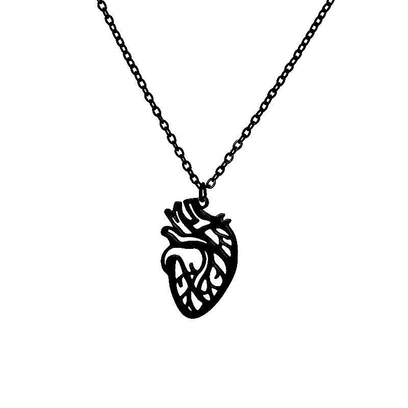 Stainless Steel Necklace Jewelry Men Women Simple Hollow Human Medical Anatomical Heart Organ Pendant Necklace For Doctor Gift - Thumbedtreats