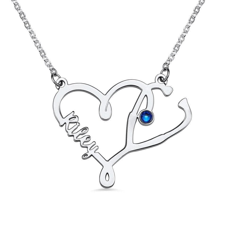 Nurses Medical Students Gifts 925 Sterling Silver Heart Stethoscope Custom Name Necklace Zircon Women Doctors Jewelry Gifts For Nurses Medical Students
