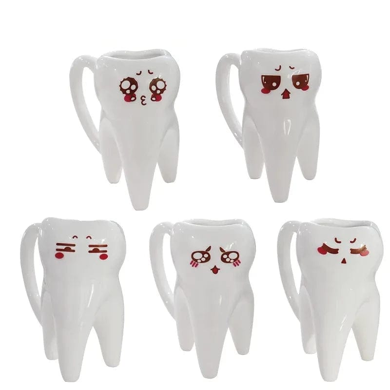 Dentist Creative DIY Facial Expression Tooth Shaped Coffee Mug Ceramic Cup Gift