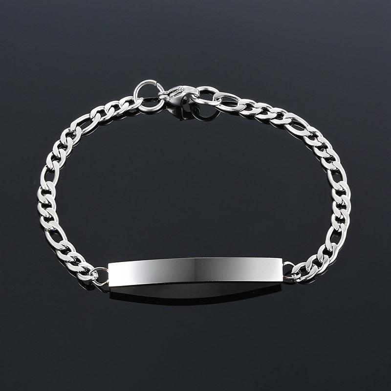 Women Personalize Custom Love Name Bracelets 4 Colors Option Solid Stainless Steel Bar Link Chain Anniversary Jewelry