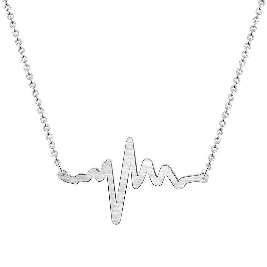 EKG Heartbeat Necklaces Nurse Doctor Clavicle Medical Stethoscope Heart Beat Wave Necklaces Stainless Steel Jewelry Couple Gifts