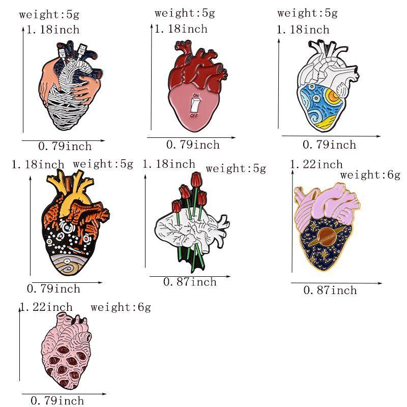 Anatomical Heart Enamel Pins Medical Anatomy Brooch Heart Neurology Pins for Doctor and Nurse Lapel Pin Bags Badge Gifts