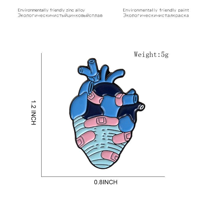 Anatomical Heart Enamel Pins Medical Anatomy Brooch Heart Neurology Pins for Doctor and Nurse Lapel Pin Bags Badge Gifts