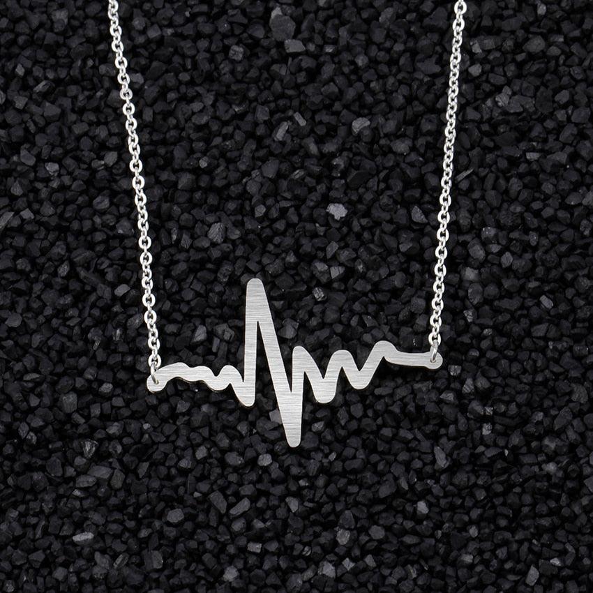 EKG Heartbeat Necklaces Nurse Doctor Clavicle Medical Stethoscope Heart Beat Wave Necklaces Stainless Steel Jewelry Couple Gifts