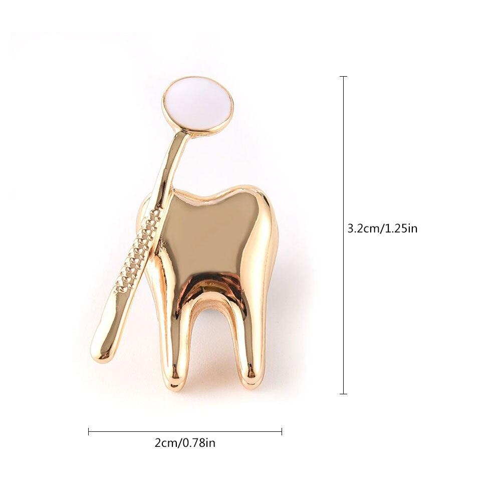 Dental enamel pins Medical Cute Tooth Shape Brooch Zinc Alloy Gold Color Pin Dentist Nurse Enamel Pins Backpack Badge Women Gift - Thumbedtreats
