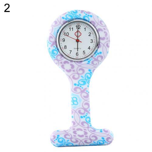 Nurse Watch Multicolor Pattern Arabic Numerals Round Dial Women Nurses Brooch Tunic Fob Watches Pocket Watches - Thumbedtreats