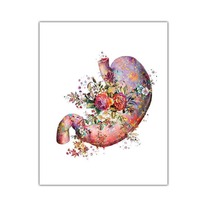 Self-adhesive Wall Sticker Anatomy Art Medical Floral Organs Heart Lung Poster Student Education Hospital Picture Decoration