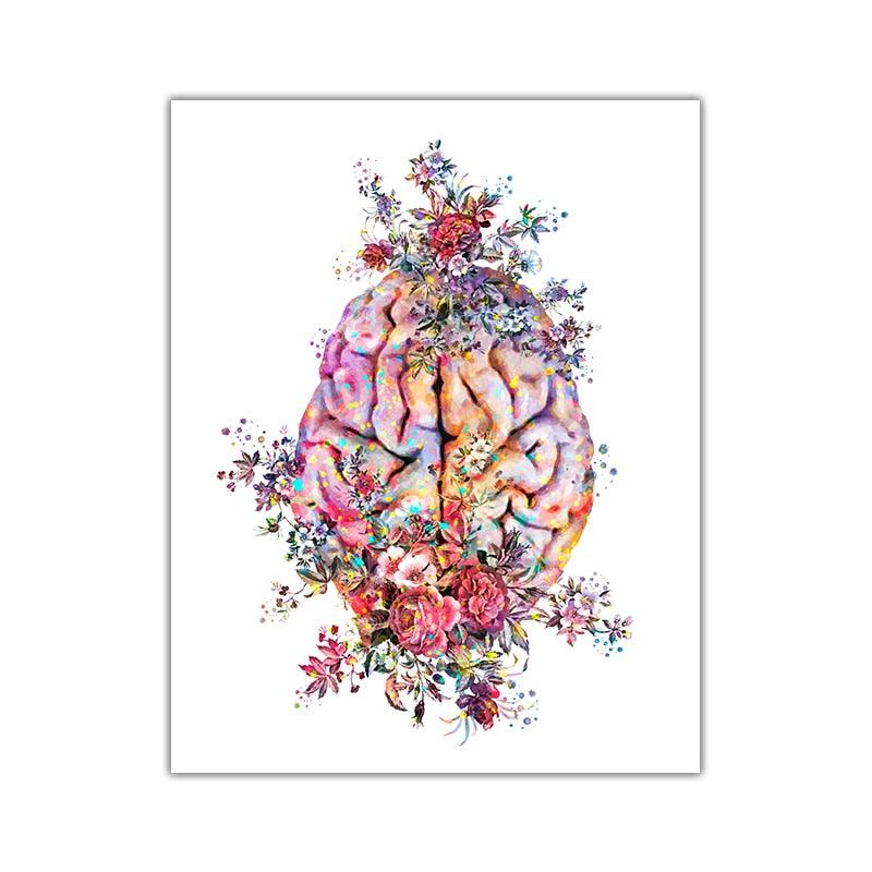 Self-adhesive Wall Sticker Anatomy Art Medical Floral Organs Heart Lung Poster Student Education Hospital Picture Decoration