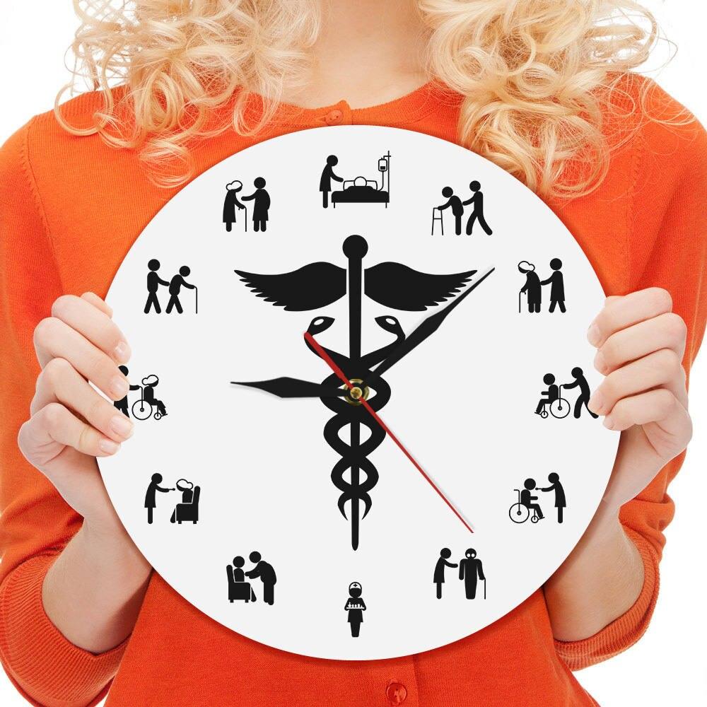 Medical logo Caduceus Modern Wall Clock Gift For Certified Nurse Doctor Anesthetist Hospital Decoration Clock for RN - Thumbedtreats