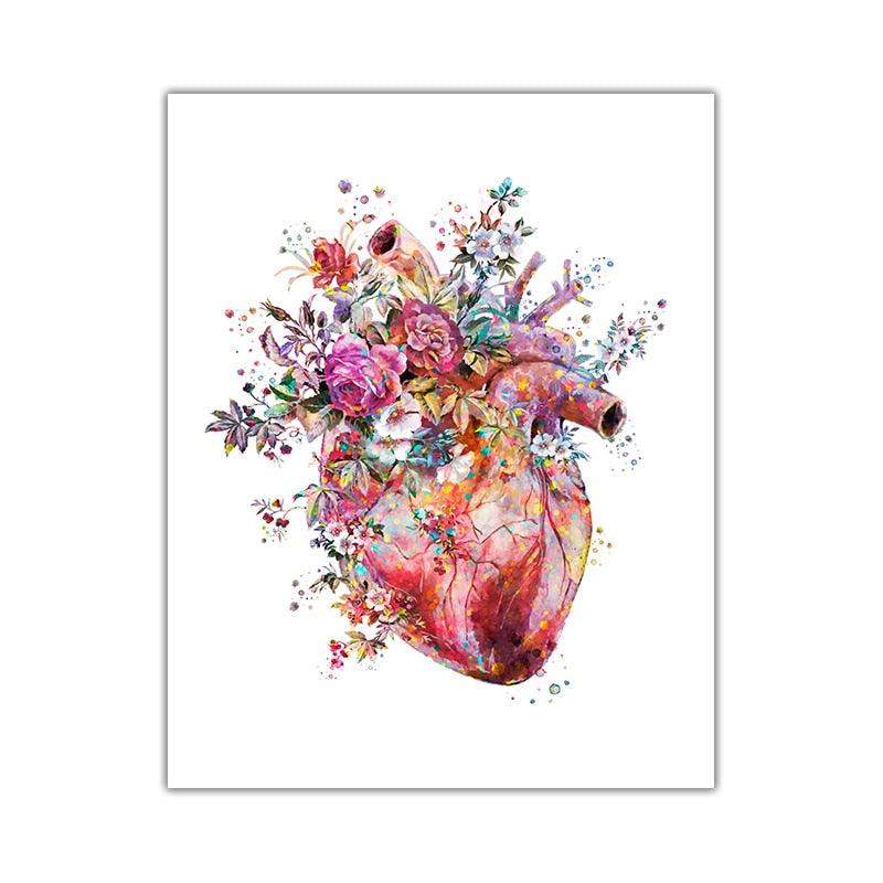 Self-adhesive Wall Sticker Anatomy Art Medical Floral Organs Heart Lung Poster Student Education Hospital Picture Decoration - Thumbedtreats