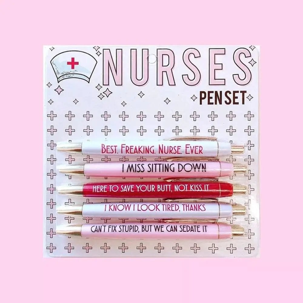5Pcs Nurse Funny Black Ink Ballpoint Pens Gift For Nurses Students