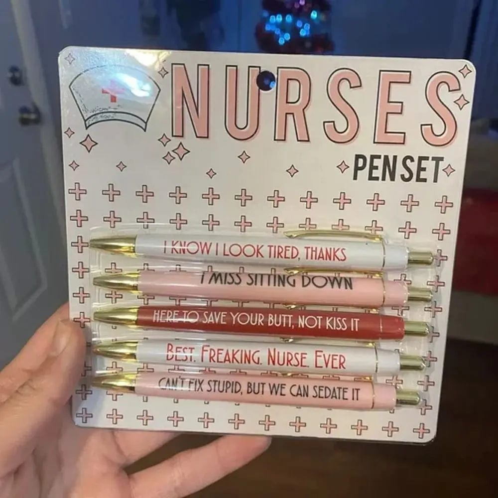 5Pcs Nurse Funny Black Ink Ballpoint Pens Gift For Nurses Students