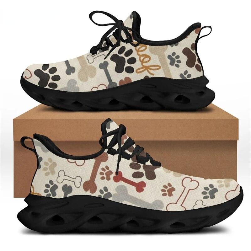 Ladies Veterinary Animal Paw Print Women Lightweight Flat Vet Sneakers Lace-Up Shoes - Thumbedtreats
