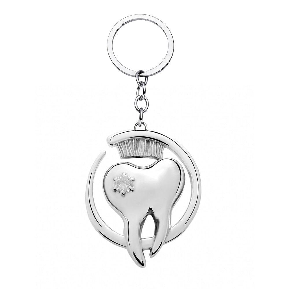 Dentist Tooth Crystal Brooch Pins Caring Teeth Toothbrush Lapel Badge Dentist Necklace Gift for Dental Doctor Nurse keychain for dentist nurse - Thumbedtreats