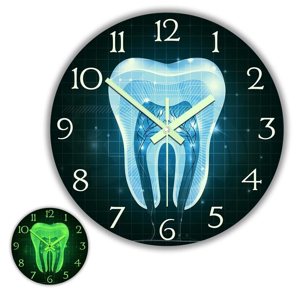 Abstract Blue Dental Design Wall Clock For Dentist Clinic Office Healthy White Tooth Cross Section Anatomy Art Clock Wall Watch - Thumbedtreats
