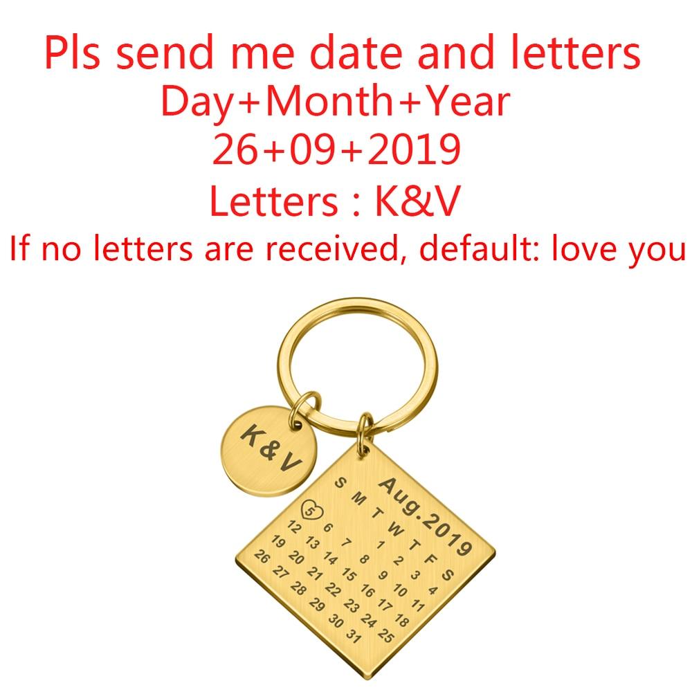 DIY Keychain Personalized Calendar Keychain Hand Carved Calendar Keyring Gift for Boyfriend Girlfriend Private Custom Engraving