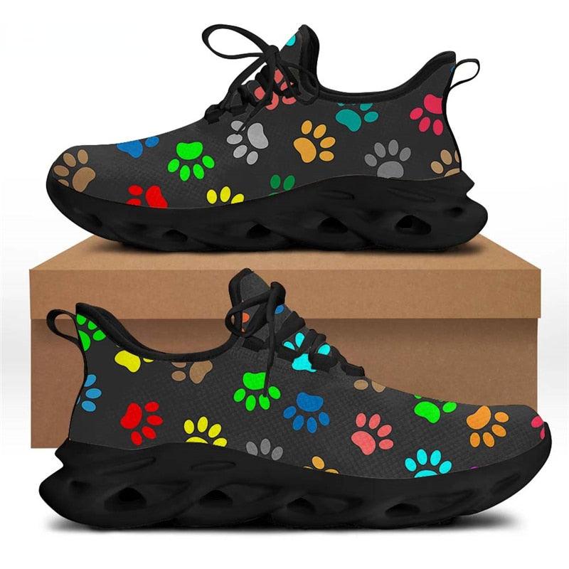 Veterinary Ladies Casual Animal Paw Print Graphite Sneakers Women Lightweight Flat Sneakers Lace-Up Shoes