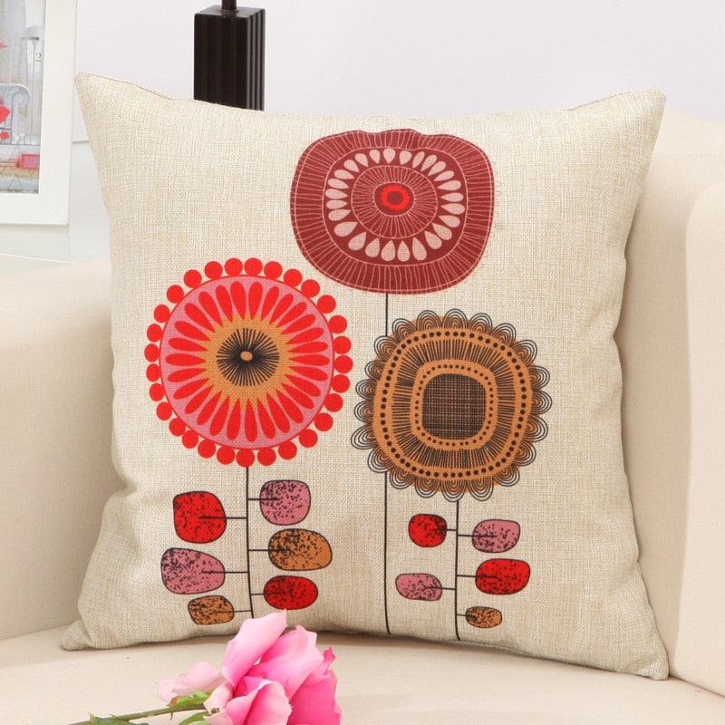 Cotton Linen Flower Pattern Throw Pillow Case Cushion Cover Seat Car Home Decor Sofa Bed Decorative Pillowcase - Thumbedtreats