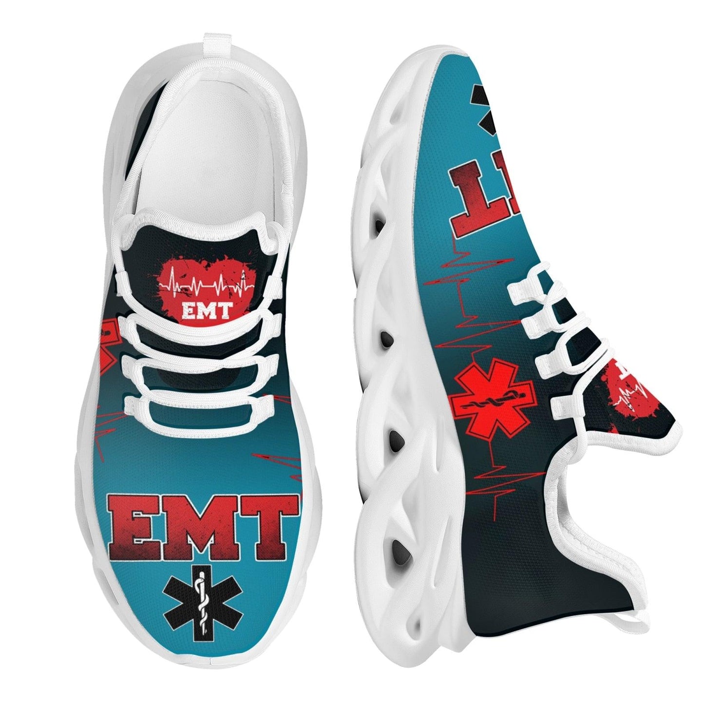 Paramedic EMT EMS Pattern Mesh Sneakers for Women Breathable Footwear