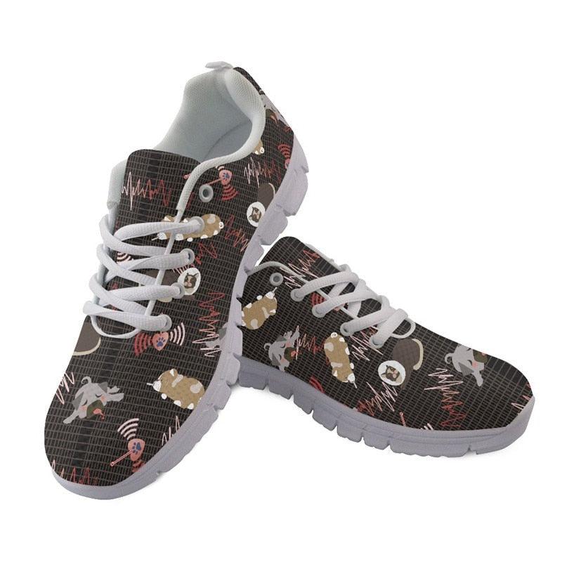 Veterinary Pets Women Summer Mesh Sneakers Vet Cartoon Casual Flat Shoes New Ladies Lace-up Footwear