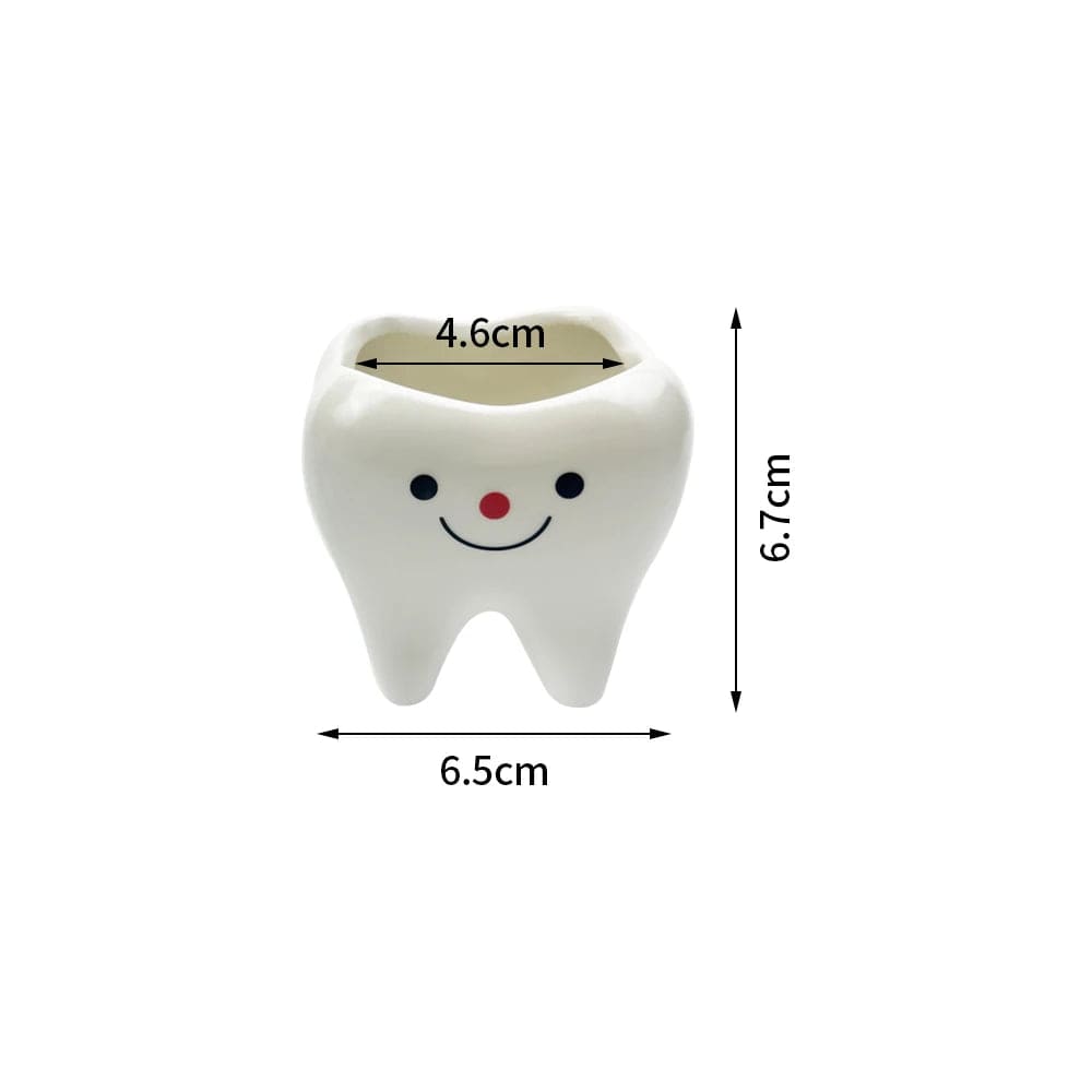 Tooth Shape Ceramic Vase Creativity Dental Flower Plant Desktop Potted Decoration Pot Ornament Simulation Tooth for Clinic Gifts