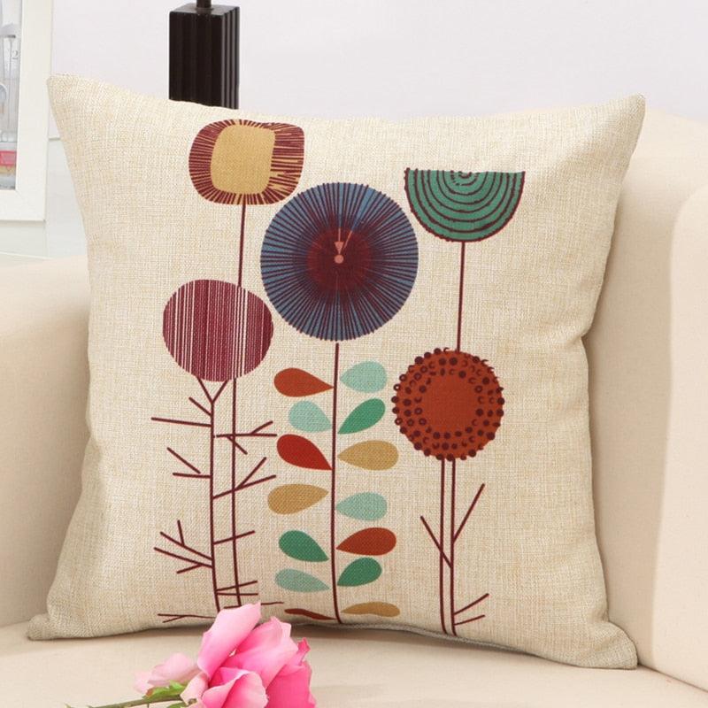 Cotton Linen Flower Pattern Throw Pillow Case Cushion Cover Seat Car Home Decor Sofa Bed Decorative Pillowcase