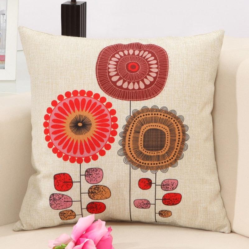 Cotton Linen Flower Pattern Throw Pillow Case Cushion Cover Seat Car Home Decor Sofa Bed Decorative Pillowcase - Thumbedtreats