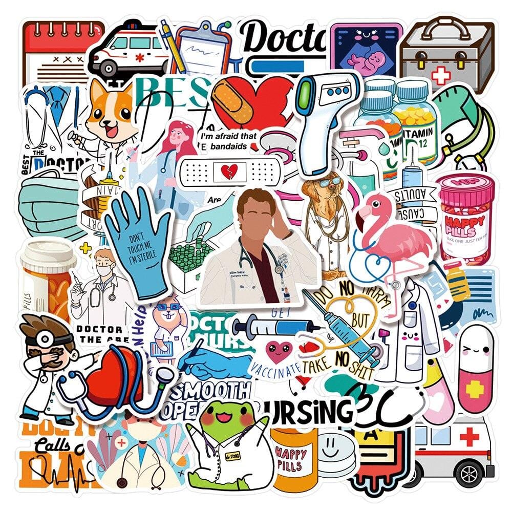 Doctor Nurse Cute Cartoon Stickers Decoration DIY Laptop Suitcase Phone Notebook Guitar Car Graffiti Sticker Decals