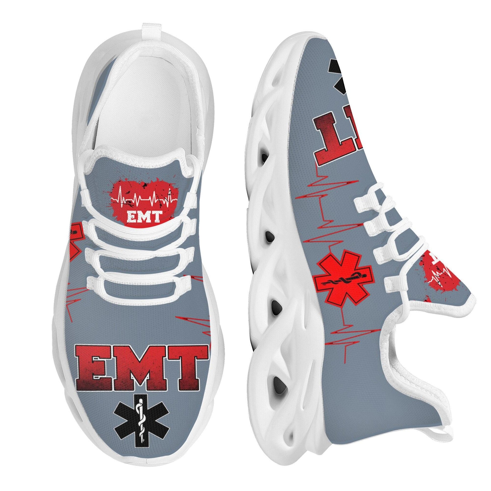 Paramedic EMT EMS Pattern Mesh Grey Sneakers for Women Breathable Footwear - Thumbedtreats