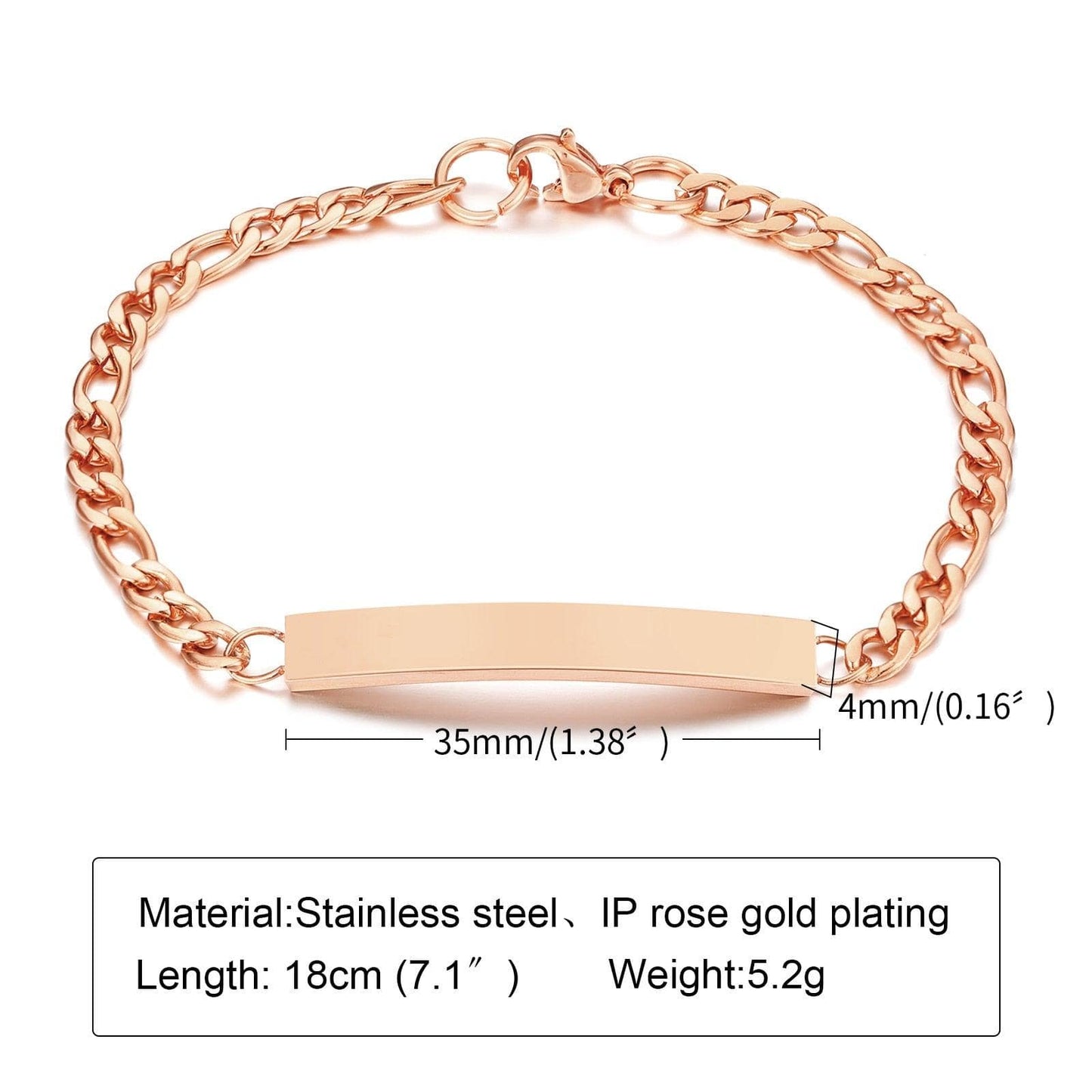 Women Personalize Custom Love Name Bracelets 4 Colors Option Solid Stainless Steel Bar Link Chain Anniversary Jewelry - Thumbedtreats