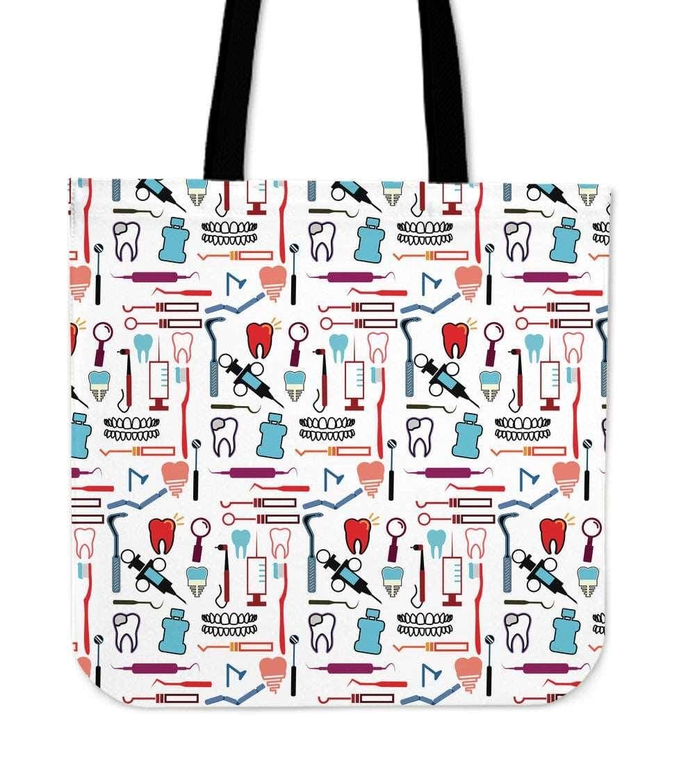 Dental Tools Pattern Tote Bag [thumbedtreats] Dental Tools Pattern Tote Bag 