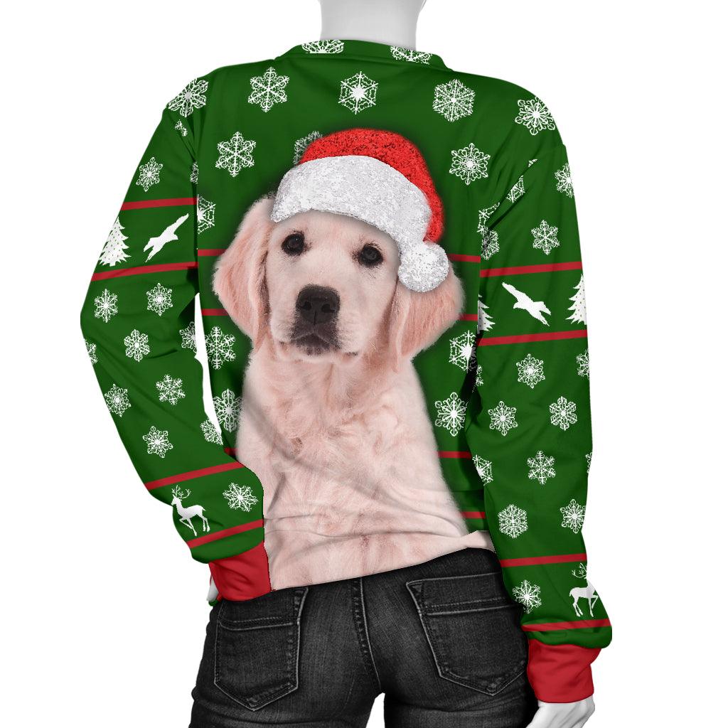 Santa Golden Retriever Womens Christmas Sweater - Thumbedtreats