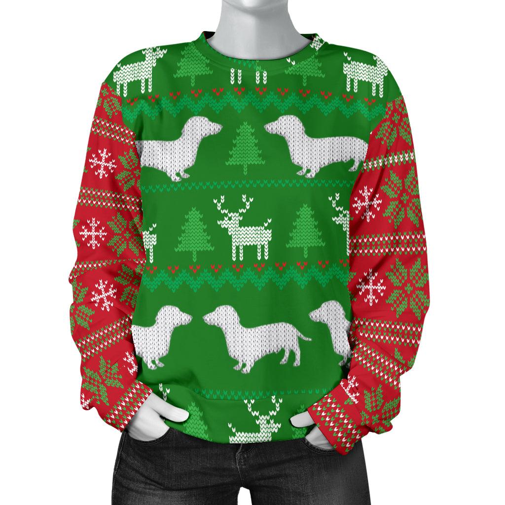 Ugly Christmas Sweater With Dachshunds Women's