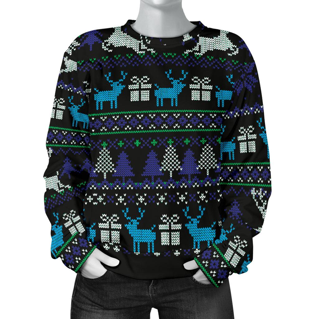 Ugly Christmas Black Purple and Blue Women's Sweater