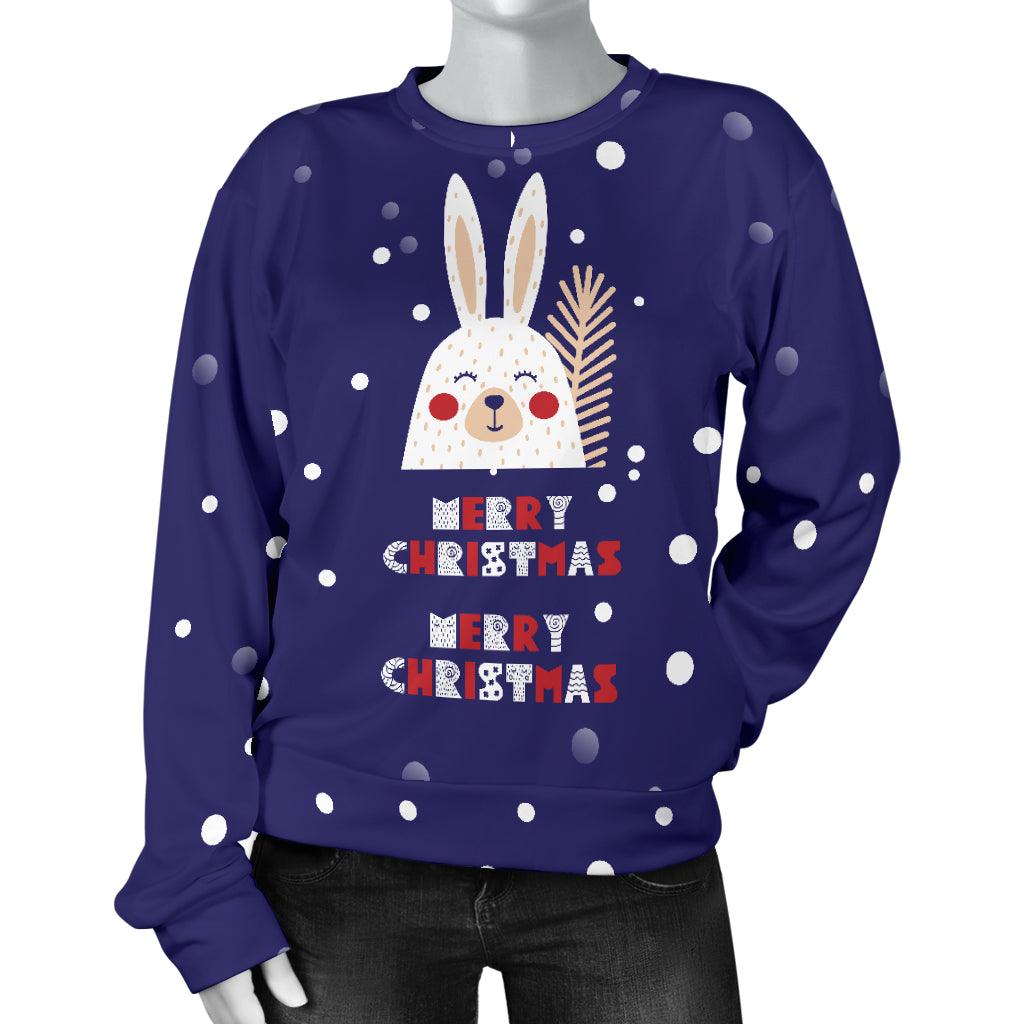 Merry Christmas Bunny Women's Sweater - Thumbedtreats