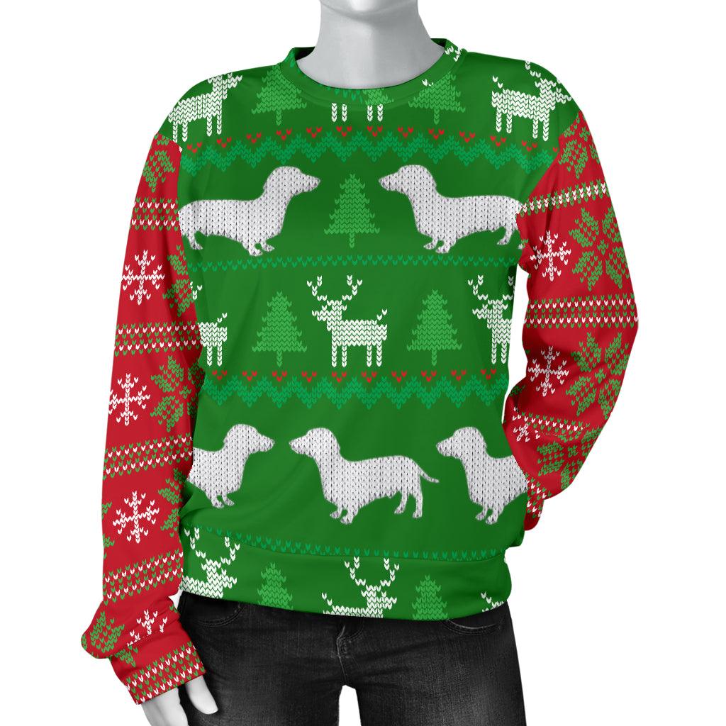 Ugly Christmas Sweater With Dachshunds Women's - Thumbedtreats
