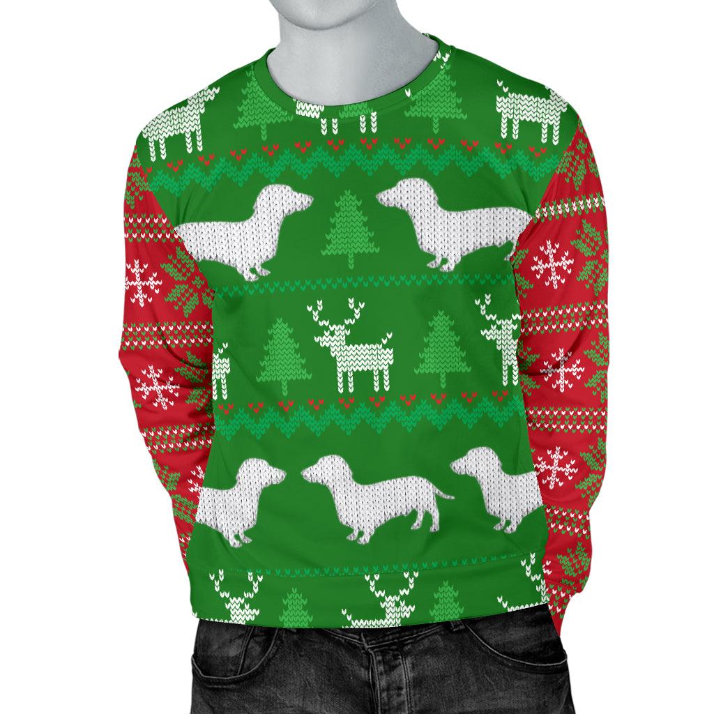 Ugly Christmas Sweater For Men With Dachshund Dogs
