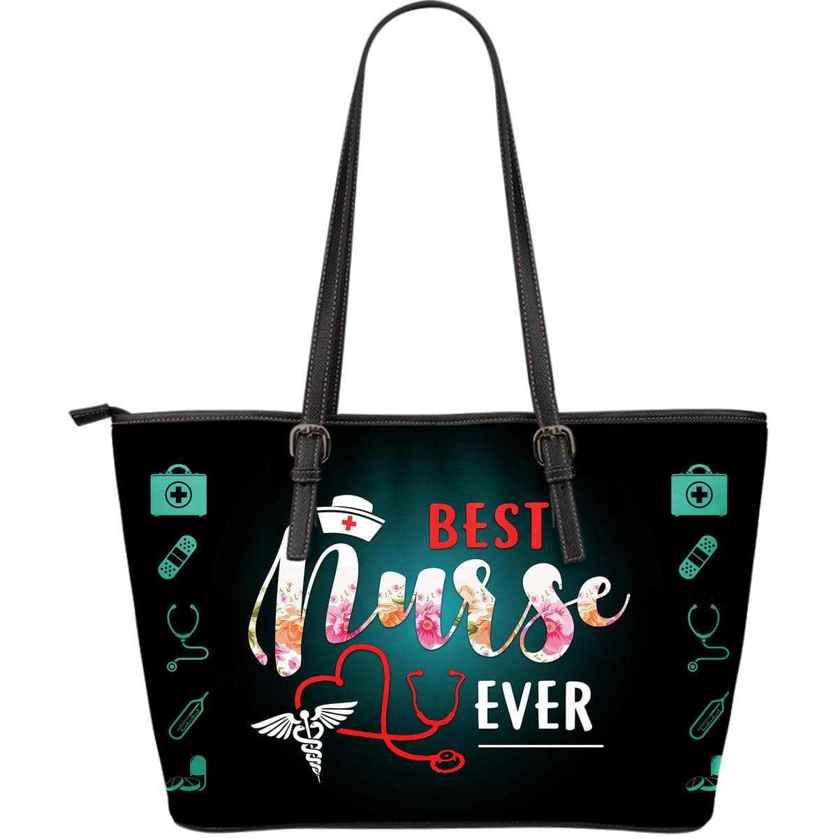  Best Nurse Ever Large Tote Bag, Premium, ultimate in style and functionality: the Extra Large PU Leather Tote Bag.