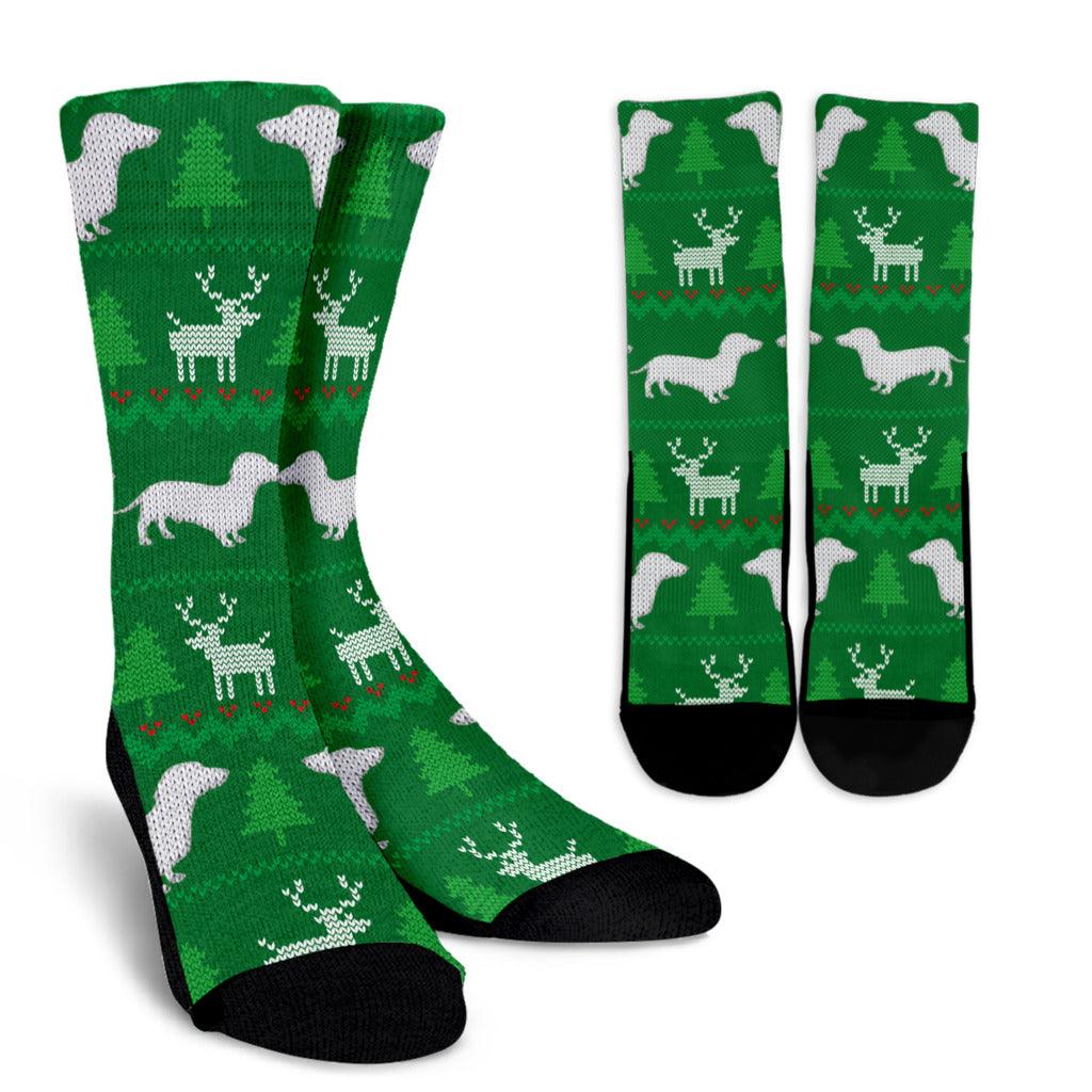 Ugly Christmas Sweater Socks With Dachshunds