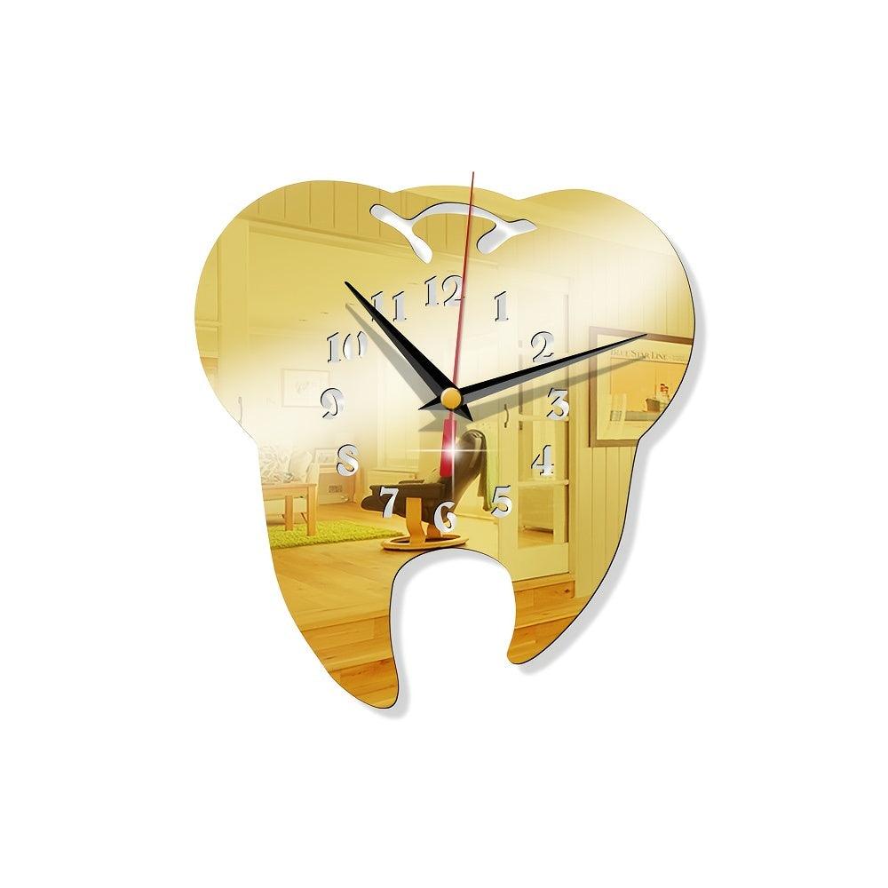 Gold Dental Tooth Shaped Wall Clock Dental Tooth Care Wall Clock Gift for Dental Clinics Wall clock for Dentists and Dental Surgeon Wall clock gifts - Thumbedtreats