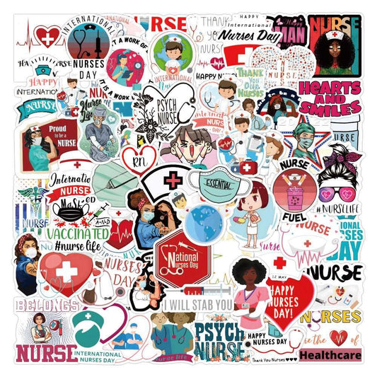 Let us celebrate International Nurses Day with these 50 new PVC stickers. Add a pop of color and inspiration to your belongings with these International Nurses Day PVC stickers.
