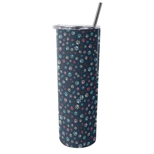 Vet Paws Mosiac Tumbler With Stainless Steel Straw 20oz - Thumbedtreats