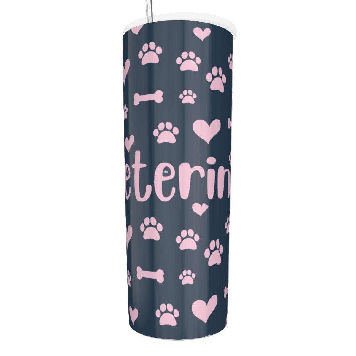 Vet Pink Tumbler With Stainless Steel Straw 20oz - Thumbedtreats