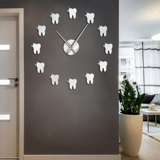 Our Contemporary Acrylic Mirror Effect Tooth 3D DIY Wall Clock is the  perfect addition to any dental office or living room. This clock is a perfect gift for a dentist or doctor.