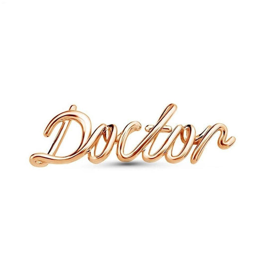 Gold Color Metal Doctor Brooch Pins Fashion Creative Letter Medical Jewelry Lapel Badge Gift for Doctor Nurse - Thumbedtreats