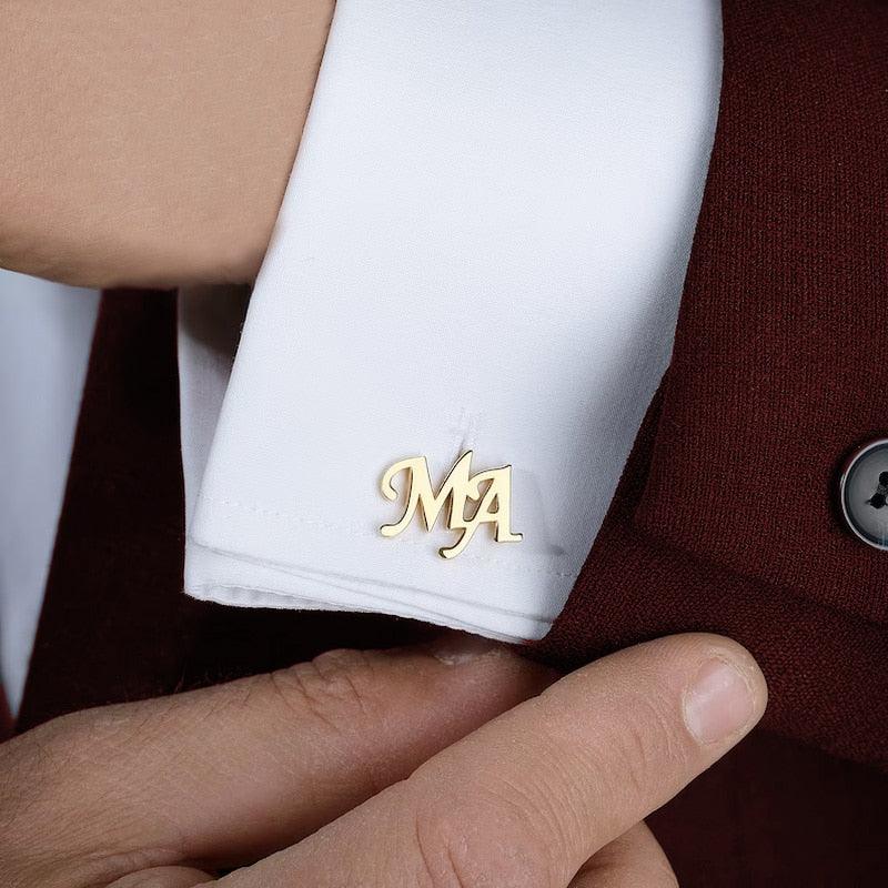 Custom Cufflinks for Mens Original Luxury Personalized Logo Name Letter Stainless Steel Suit Shirt Button Wedding Groomsmen Gift - Thumbedtreats