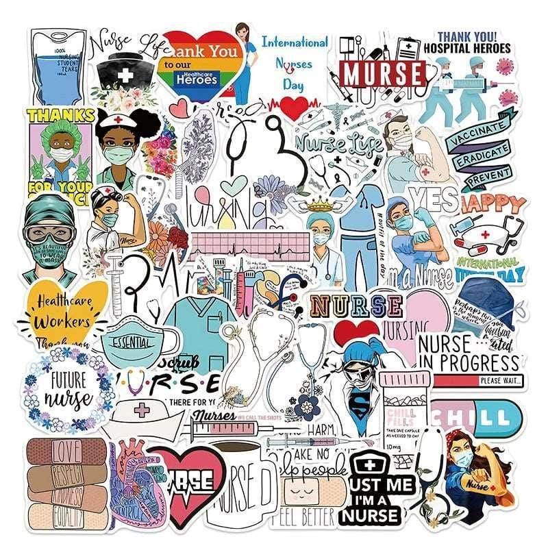 Featuring our Nurse Series Stickers - a set of 50 personalized graffiti stickers that are perfect for decorating your phone, luggage, notebook, and skateboard. 