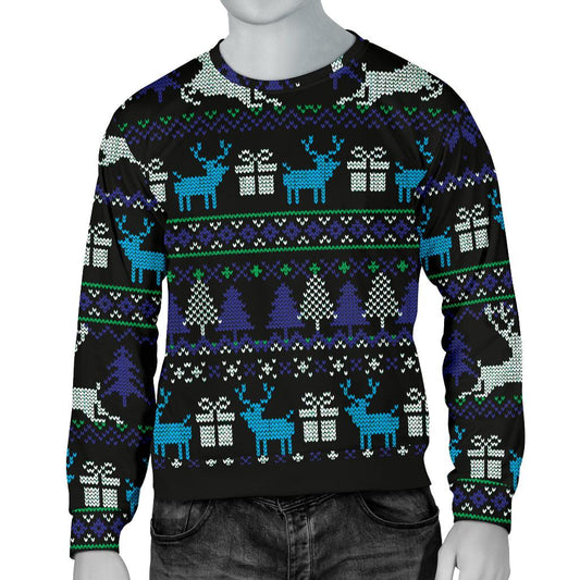 Ugly Christmas Black Purple and Blue Men's Sweater